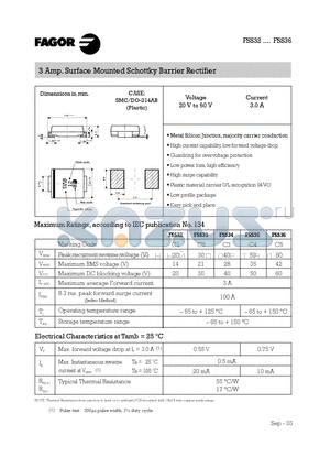 FSS34 datasheet - 3 Amp. Surface Mounted Schottky Barrier Rectifier