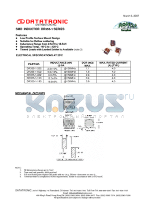 DR355-1-133 datasheet - SMD INDUCTOR