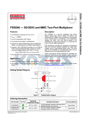 FSSD06 datasheet - SD/SDIO and MMC Two-Port Multiplexer