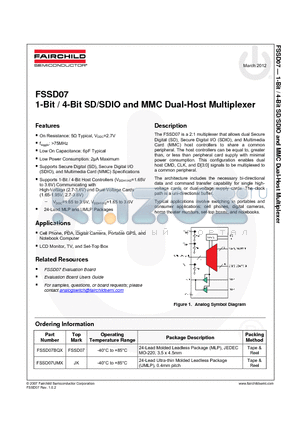 FSSD07BQX_12 datasheet - 1-Bit / 4-Bit SD/SDIO and MMC Dual-Host Multiplexer