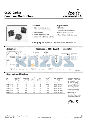 CS02-470-1R datasheet - Common Mode Choke