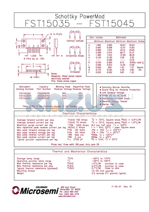 FST15040 datasheet - Schottky PowerMod