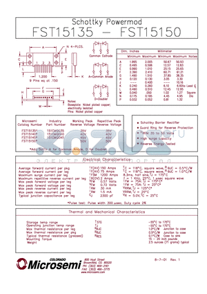 FST15135 datasheet - Schottky PowerMod
