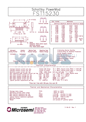 FST15230 datasheet - Schottky PowerMod