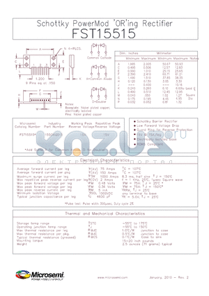 FST15515 datasheet - Schottky PowerMod ORing Rectifier