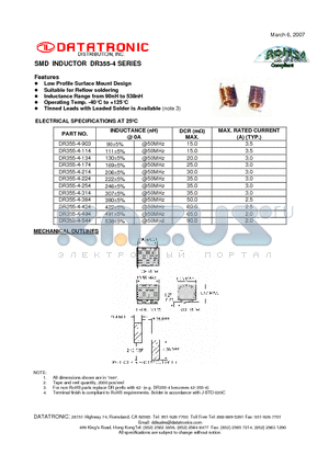 DR355-4-384 datasheet - SMD INDUCTOR