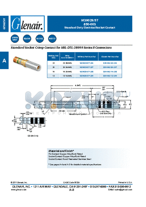 850-003-20-357 datasheet - Standard Duty Electrical Socket Contact