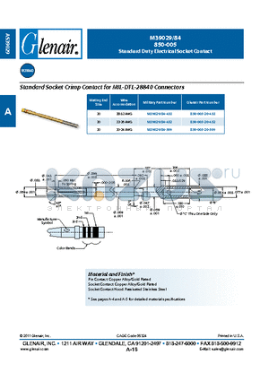 850-005-20-452 datasheet - Standard Duty Electrical Socket Contact