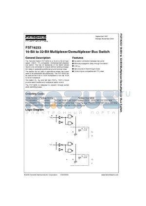 FST16233MTD datasheet - 16-Bit to 32-Bit Multiplexer/Demultiplexer Bus Switch