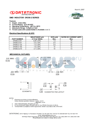 DR356-2-122 datasheet - SMD INDUCTOR