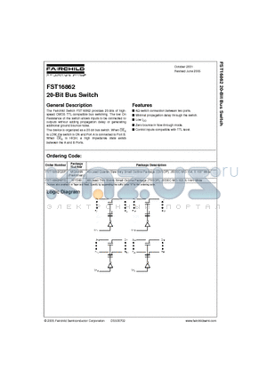 FST16862MTD datasheet - 20-Bit Bus Switch