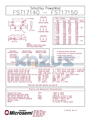 FST17140 datasheet - Schottky PowerMod