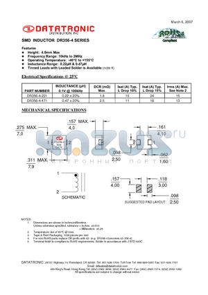 DR356-4-221 datasheet - SMD INDUCTOR