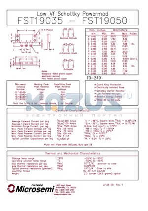 FST19040 datasheet - Low Vf Schottky PowerMod