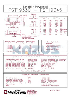 FST19330 datasheet - Schottky PowerMod