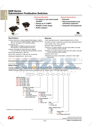 8500 datasheet - Subminiature Pushbutton Switches