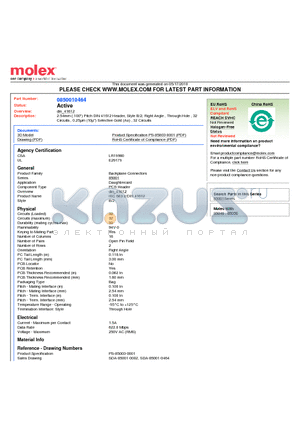 85001-0464 datasheet - 2.54mm (.100