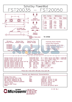 FST20050 datasheet - Schottky PowerMod