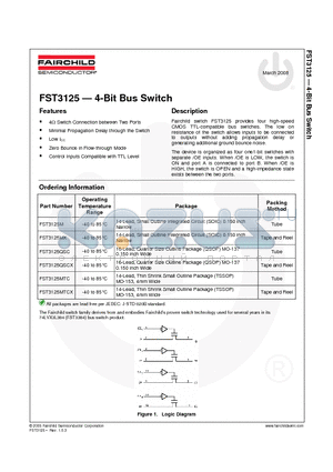 FST3125 datasheet - 4-Bit Bus Switch