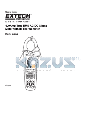 EX623 datasheet - 400Amp True RMS AC/DC Clamp Meter with IR Thermometer