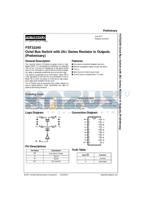 FST32245 datasheet - Octal Bus Switch with 25 Series Resistor in Outputs (Preliminary)