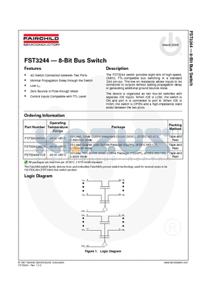 FST3244 datasheet - 8-Bit Bus Switch