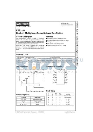 FST3253QSC datasheet - Dual 4:1 Multiplexer/Demultiplexer Bus Switch