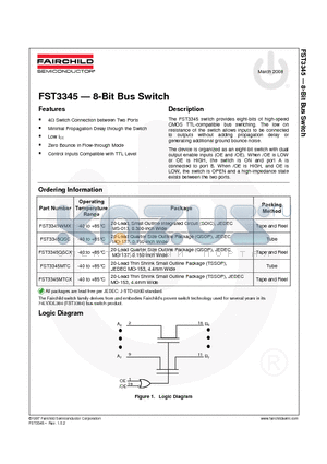 FST3345QSC datasheet - 8-Bit Bus Switch