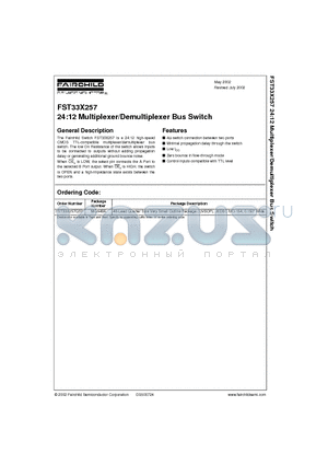 FST33X257 datasheet - 24:12 Multiplexer/Demultiplexer Bus Switch