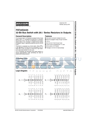 FST34X2245QSPX datasheet - 32-Bit Bus Switch with 25ohm Series Resistors in Outputs