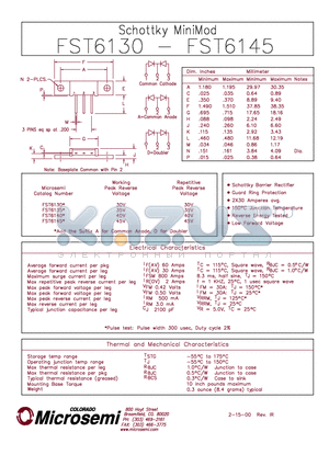 FST6130 datasheet - Schottky MiniMod