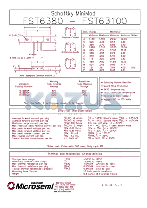 FST63100 datasheet - Schottky MiniMod