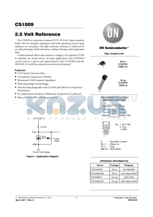 CS1009GZR3 datasheet - 2.5 Volt Reference