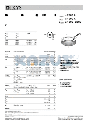 CS1011-18IO1 datasheet - Phase Control Thyristors