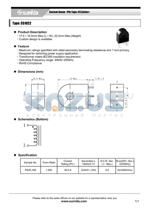 CS1022 datasheet - Current Sense <Pin Type: CS Series>