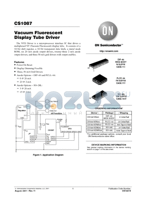 CS1087XDW28 datasheet - Vacuum Fluorescent Display Tube Driver