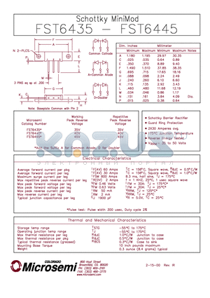 FST6435 datasheet - Schottky MiniMod