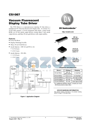 CS1087XFNR44 datasheet - Vacuum Fluorescent Display Tube Driver