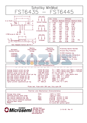 FST6440 datasheet - Schottky MiniMod