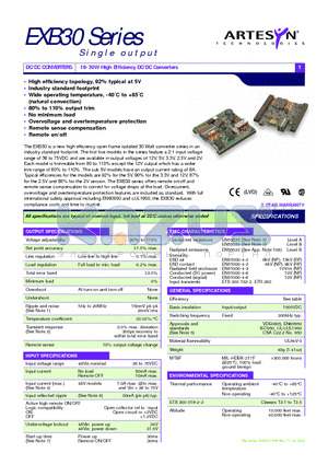 EXB30-48S2V0 datasheet - 16-30W High Efficiency DC/DC Converters