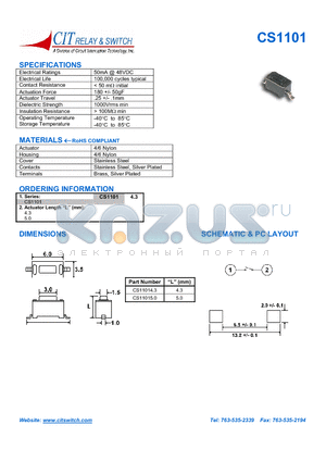 CS1101 datasheet - DIMENSIONS SCHEMATIC & PC LAYOUT