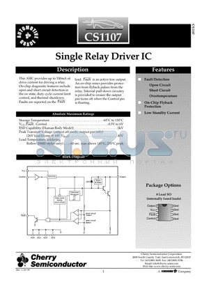 CS1107EDF8 datasheet - Single Relay Driver IC