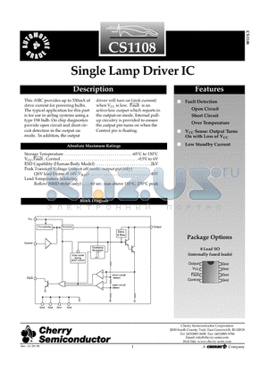 CS1108 datasheet - Single Lamp Driver IC