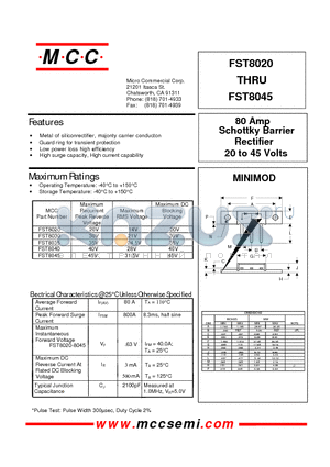 FST8040 datasheet - 80 Amp Rectifier 20 to 45 Volts Schottky Barrier