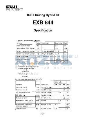 EXB844 datasheet - IGBT Driving Hybrid IC