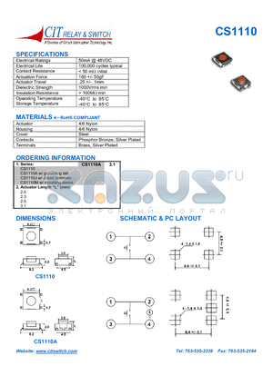 CS1110A2.3 datasheet - DIMENSIONS SCHEMATIC & PC LAYOUT