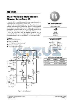 CS1124YD8 datasheet - Dual Variable-Reluctance Sensor Interface IC