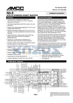 CS1202 datasheet - STS-12 ATM/DS3 SONET MAPPER