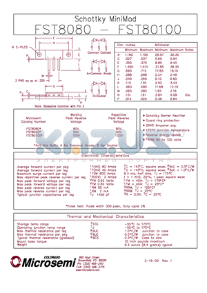 FST8080 datasheet - Schottky MiniMod