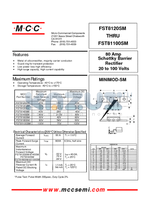 FST8120SM datasheet - 80 Amp Rectifier 20 to 100 Volts Schottky Barrier